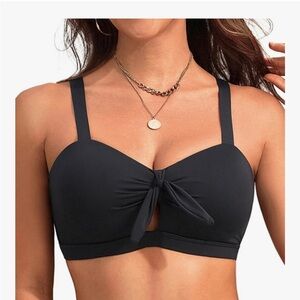 Sophisticated Black Tie-Front Bra